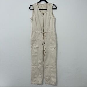 Lucky Brand Cream Denim Jumpsuit Size Small
